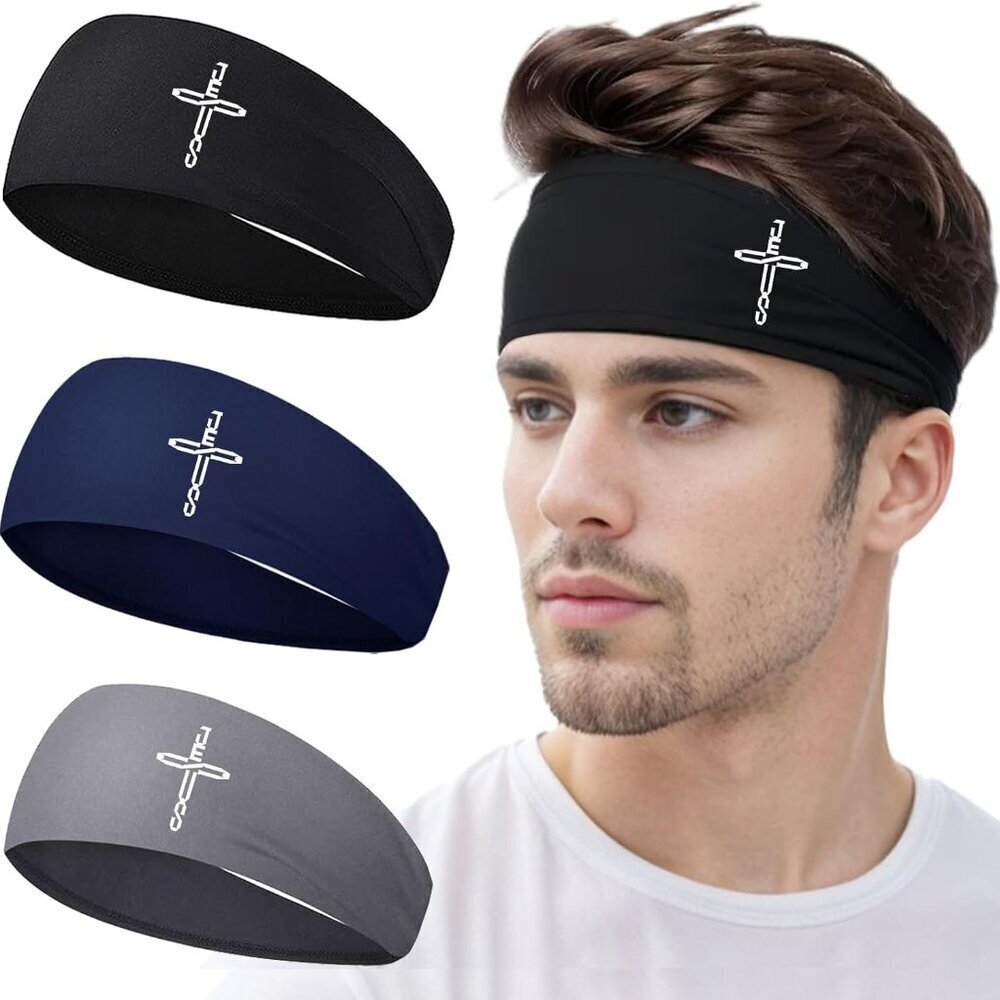 Sports Headbands 3 Pack Polyester Sweat Bands Men Women Exercise Fit